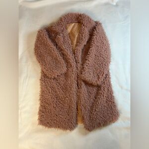 Cozy Faux Shearling Teddy Coat in Dusty Rose- size small